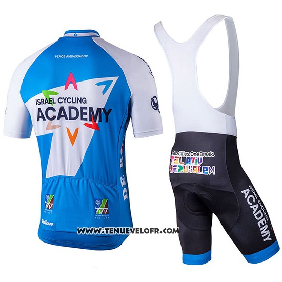 2018 Maillot Ciclismo Israel Cycling Academy Blanc et Bleu Manches Courtes et Cuissard
